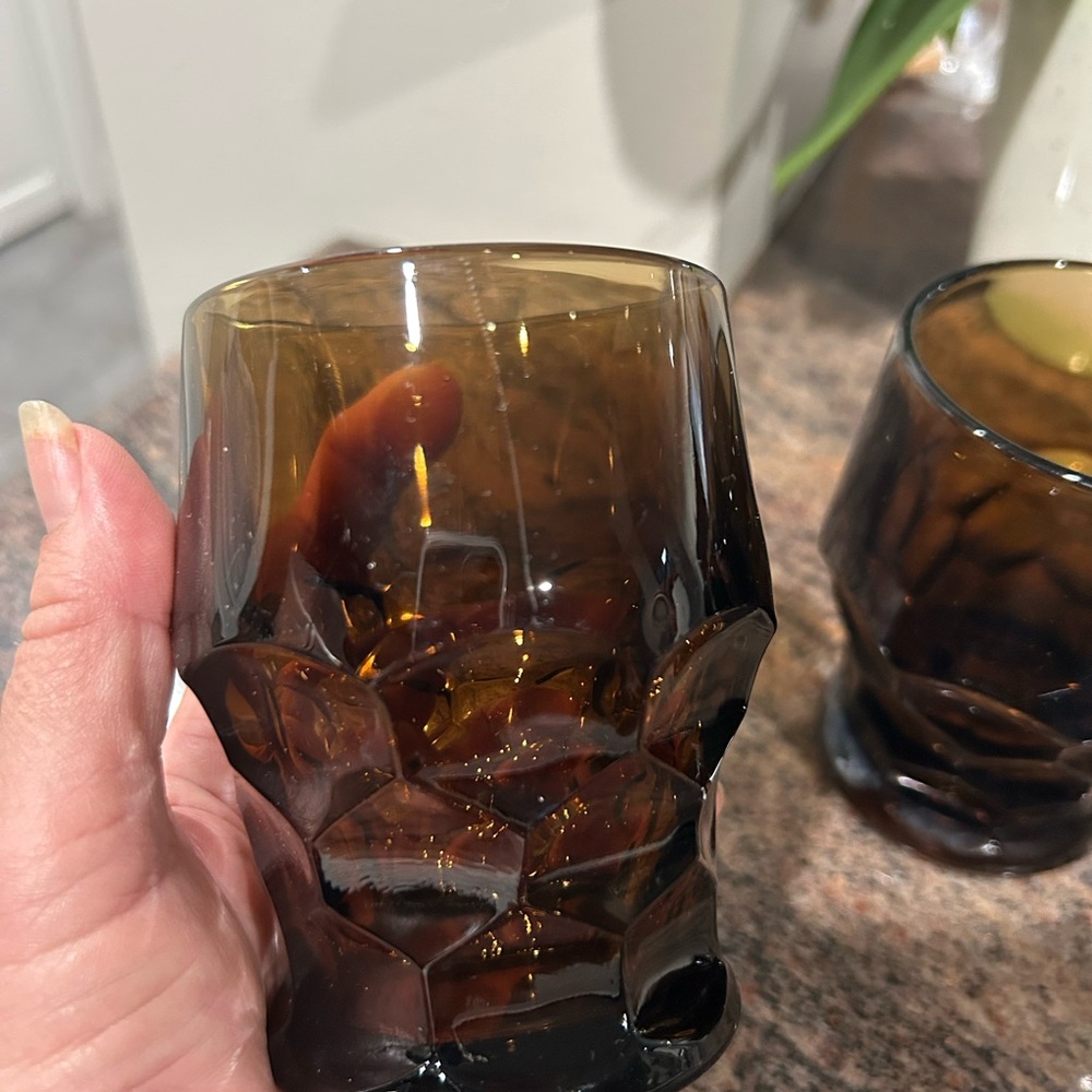 Vintage Set of two Viking Brown Glass Tumblers - Picture 4 of 8